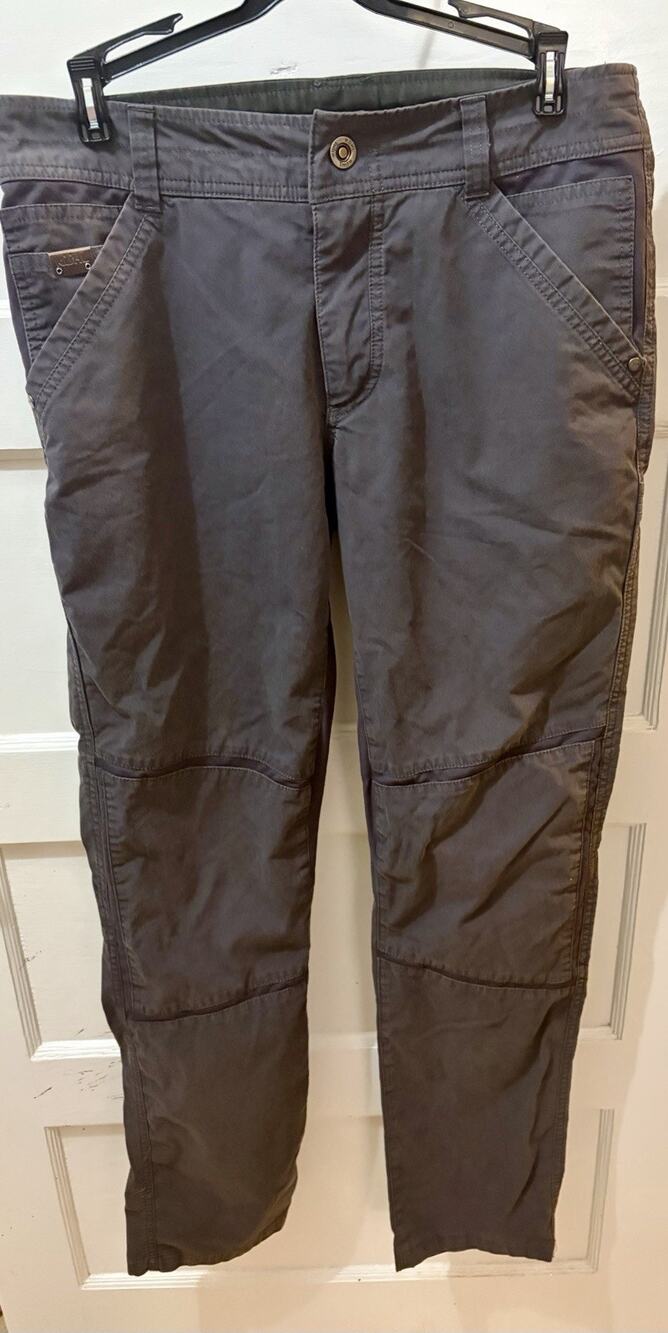 Z37- KUHL Free Radikl Pants Men 30x34 Gray Articulated Knee Hiking Nylon Stretch